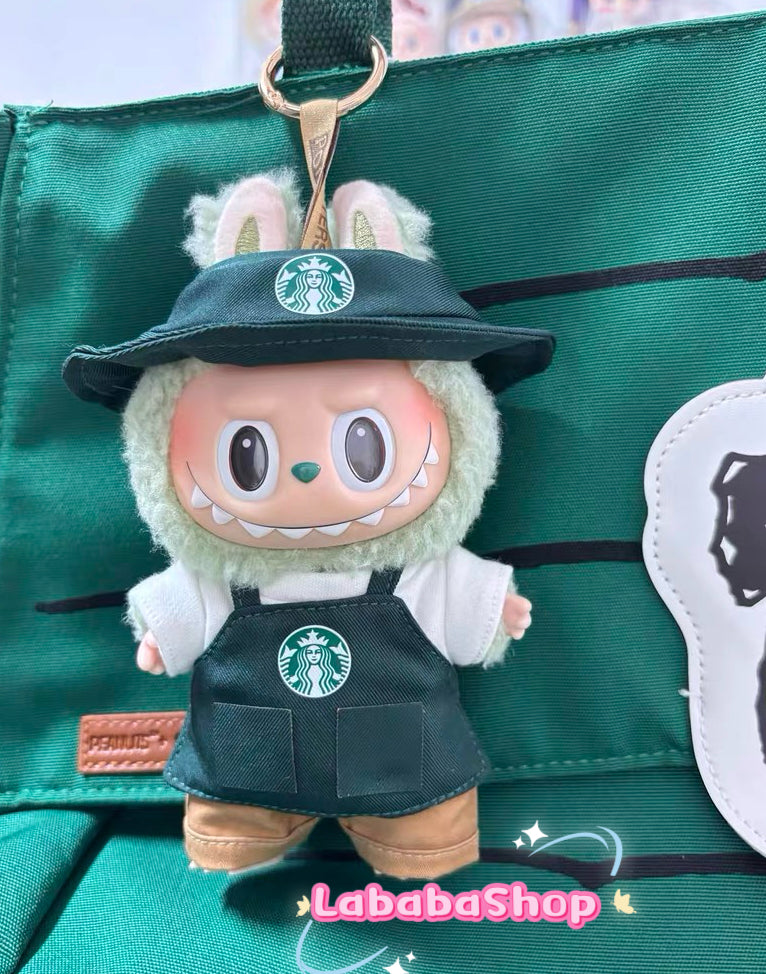 Labubu Barista Outfit Green| Starbucks Inspired | Bucket Hat, Apron, T-shirt,pants, glasses, Coffee | Perfect Gift|Labubu Barista Outfit Green| Starbucks Inspired | Bucket Hat, Apron, T-shirt,pants, glasses, Coffee | Perfect Gift| Kids and Teenager Gift