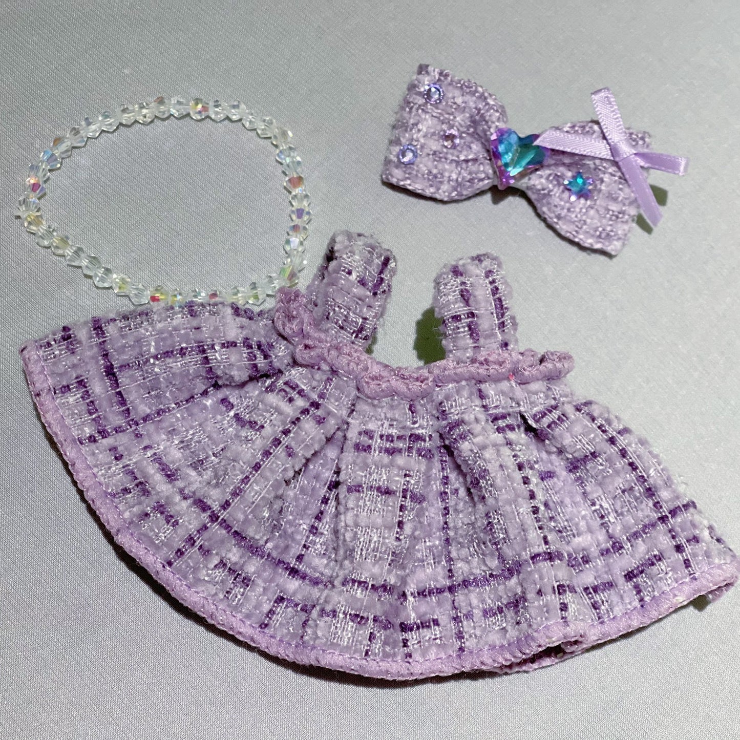 Labubu Cute Outfit | Labubu Kitty Glasses|Dress and Bow| Necklace and Purse| Perfect Birthday Gift | Kids & Teen Gift | Emotional Support Plush Accessory