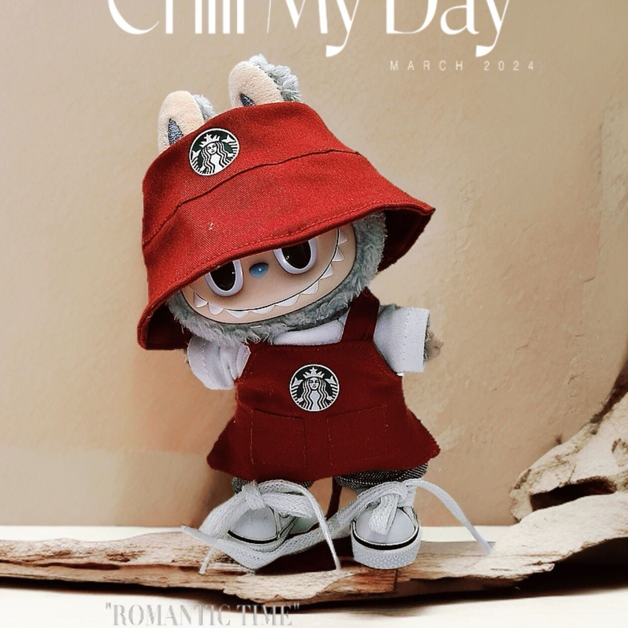 Labubu Barista Outfit Pink and Red| Starbucks Inspired | Bucket Hat, Apron, T-shirt,pants, Coffee | Perfect Gift| Kids and Teenager Gift
