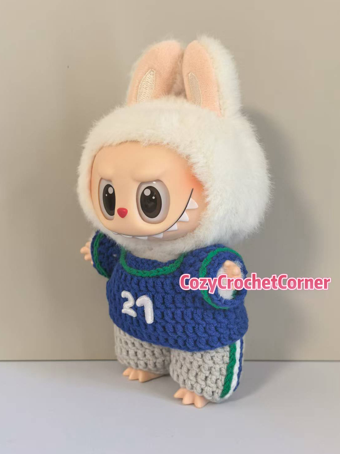 Seattle Seahawk Labubu Jersey | Handmade Crochet Outfit | Labubu Football | Perfect Gift | Emotional Support Plush Accessory