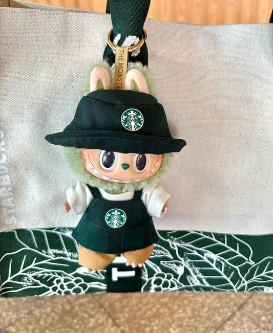 Labubu Barista Outfit Green| Starbucks Inspired | Bucket Hat, Apron, T-shirt,pants, glasses, Coffee | Perfect Gift|Labubu Barista Outfit Green| Starbucks Inspired | Bucket Hat, Apron, T-shirt,pants, glasses, Coffee | Perfect Gift| Kids and Teenager Gift