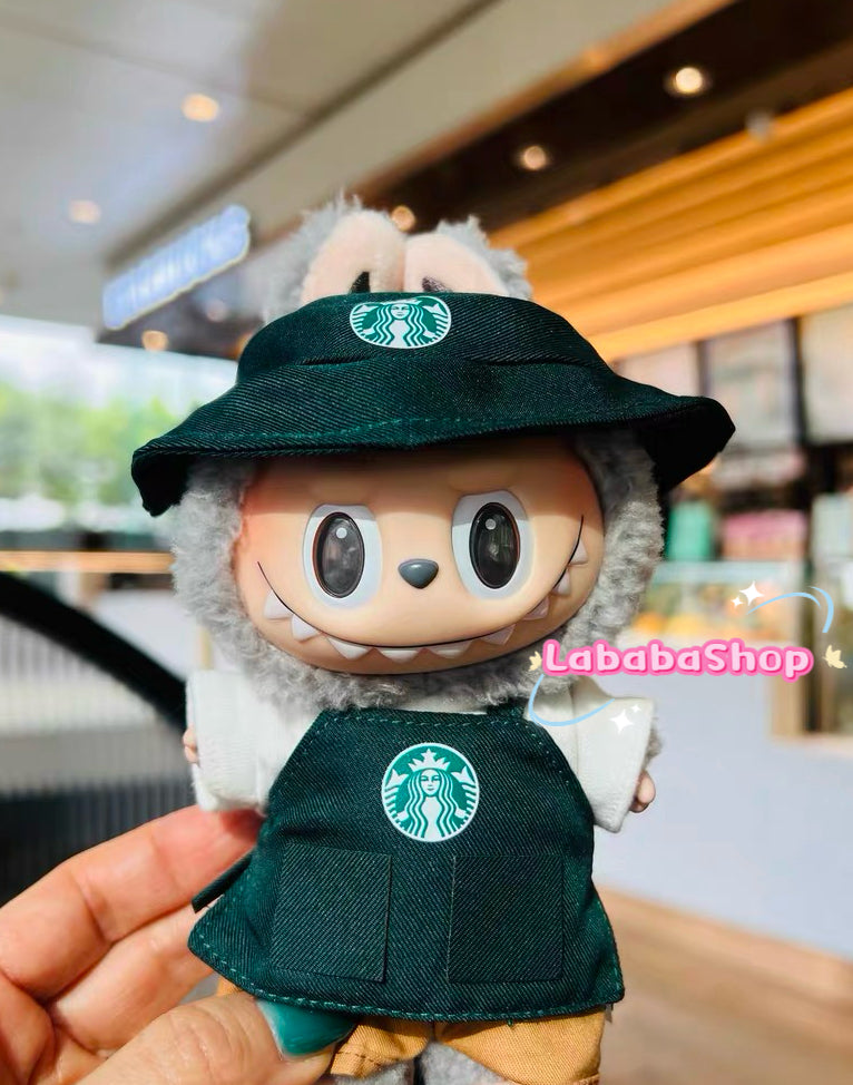 Labubu Barista Outfit Green| Starbucks Inspired | Bucket Hat, Apron, T-shirt,pants, glasses, Coffee | Perfect Gift|Labubu Barista Outfit Green| Starbucks Inspired | Bucket Hat, Apron, T-shirt,pants, glasses, Coffee | Perfect Gift| Kids and Teenager Gift