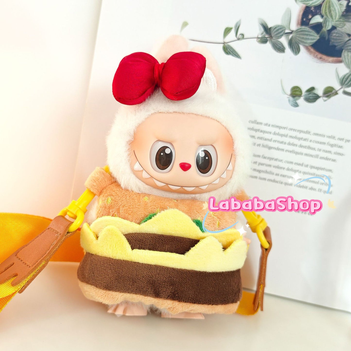 🍔 Labubu Hamburger Outfit | Plush Costume with Crossbody Strap | Perfect Birthday Gift | Kids & Teen Gift | Emotional Support Plush Accessory