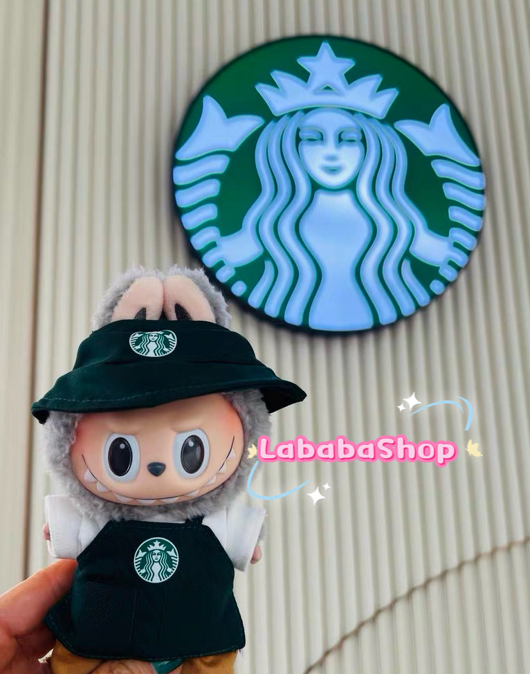 Labubu Barista Outfit Green| Starbucks Inspired | Bucket Hat, Apron, T-shirt,pants, glasses, Coffee | Perfect Gift|Labubu Barista Outfit Green| Starbucks Inspired | Bucket Hat, Apron, T-shirt,pants, glasses, Coffee | Perfect Gift| Kids and Teenager Gift