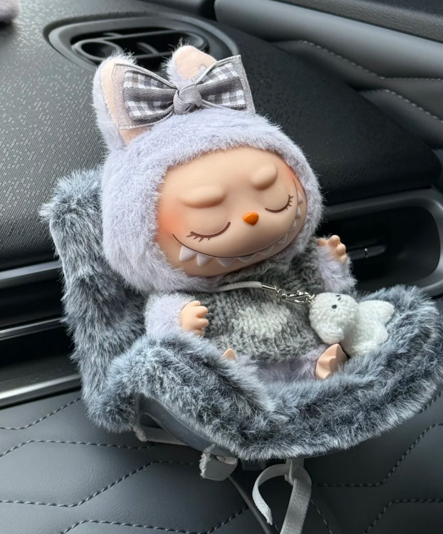 Labubu Car seat| Fits 15-18cm doll| Car Refreshner air vent decoration| Perfect Gift| Emotional Support