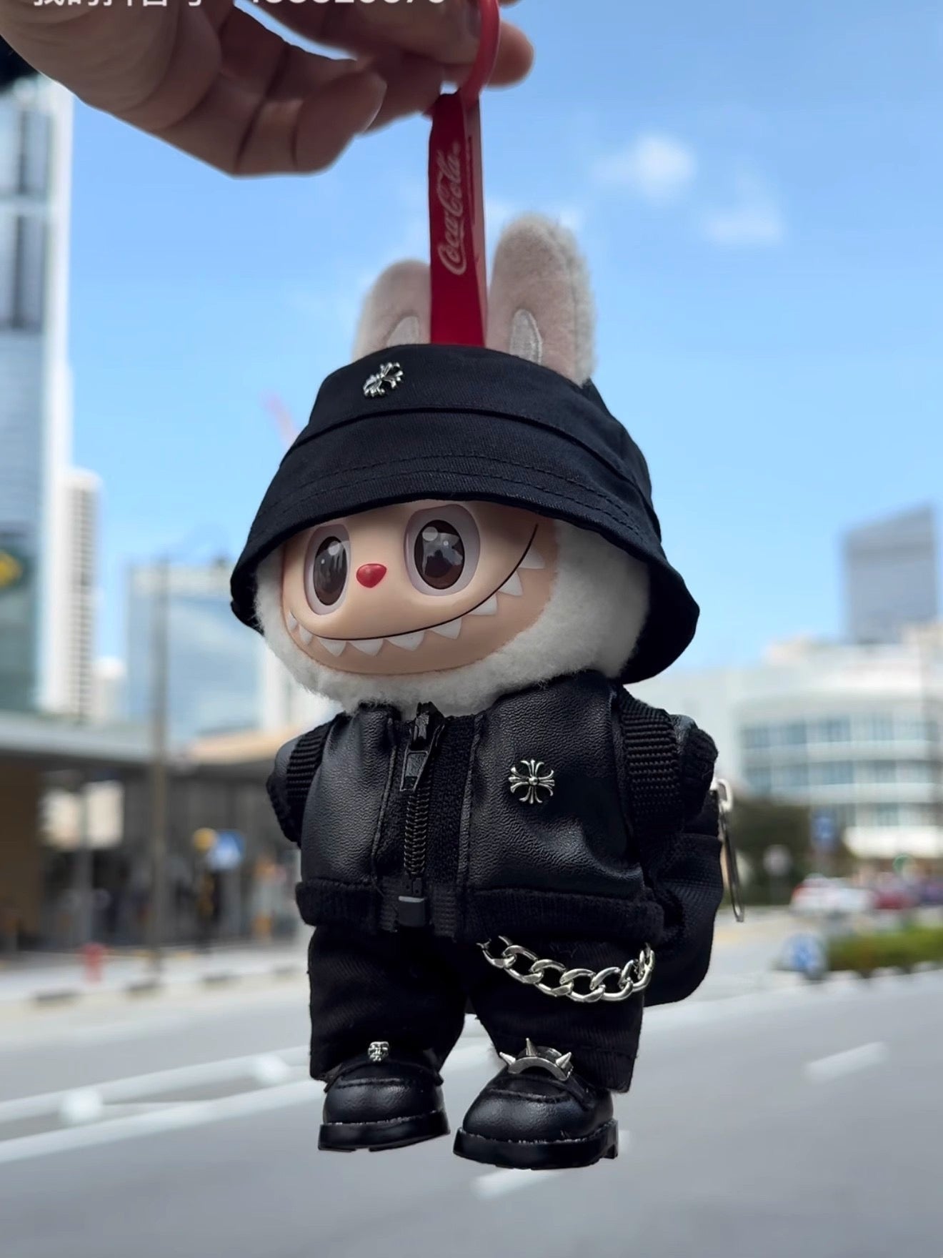 Labubu Chrome Hearts|Bucket Hat, Leather Jacket,pants,shoes,sunglasses,|Perfect Gift | | Emotional Support Plush Accessory