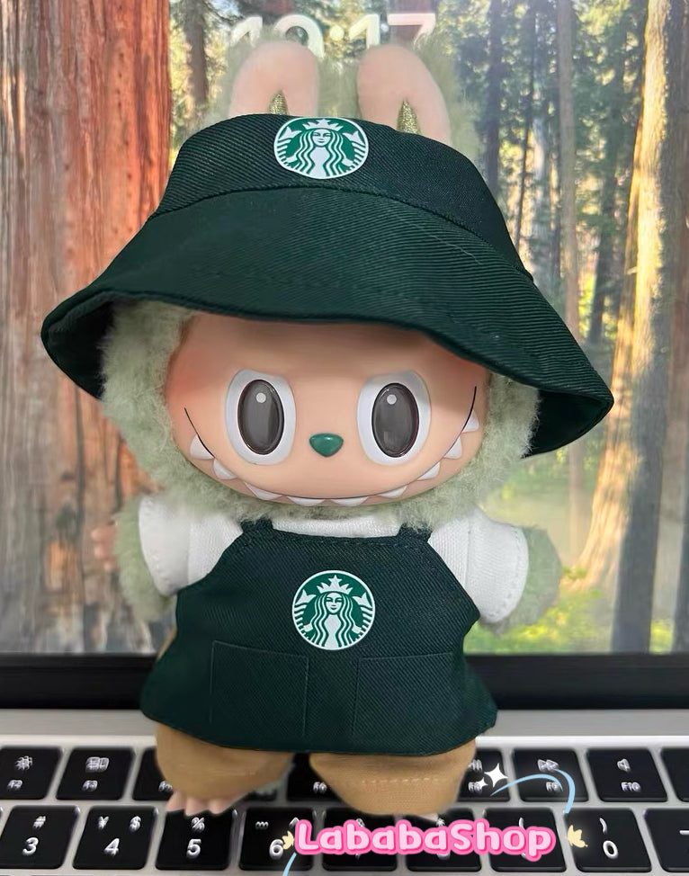 Labubu Barista Outfit Green| Starbucks Inspired | Bucket Hat, Apron, T-shirt,pants, glasses, Coffee | Perfect Gift|Labubu Barista Outfit Green| Starbucks Inspired | Bucket Hat, Apron, T-shirt,pants, glasses, Coffee | Perfect Gift| Kids and Teenager Gift