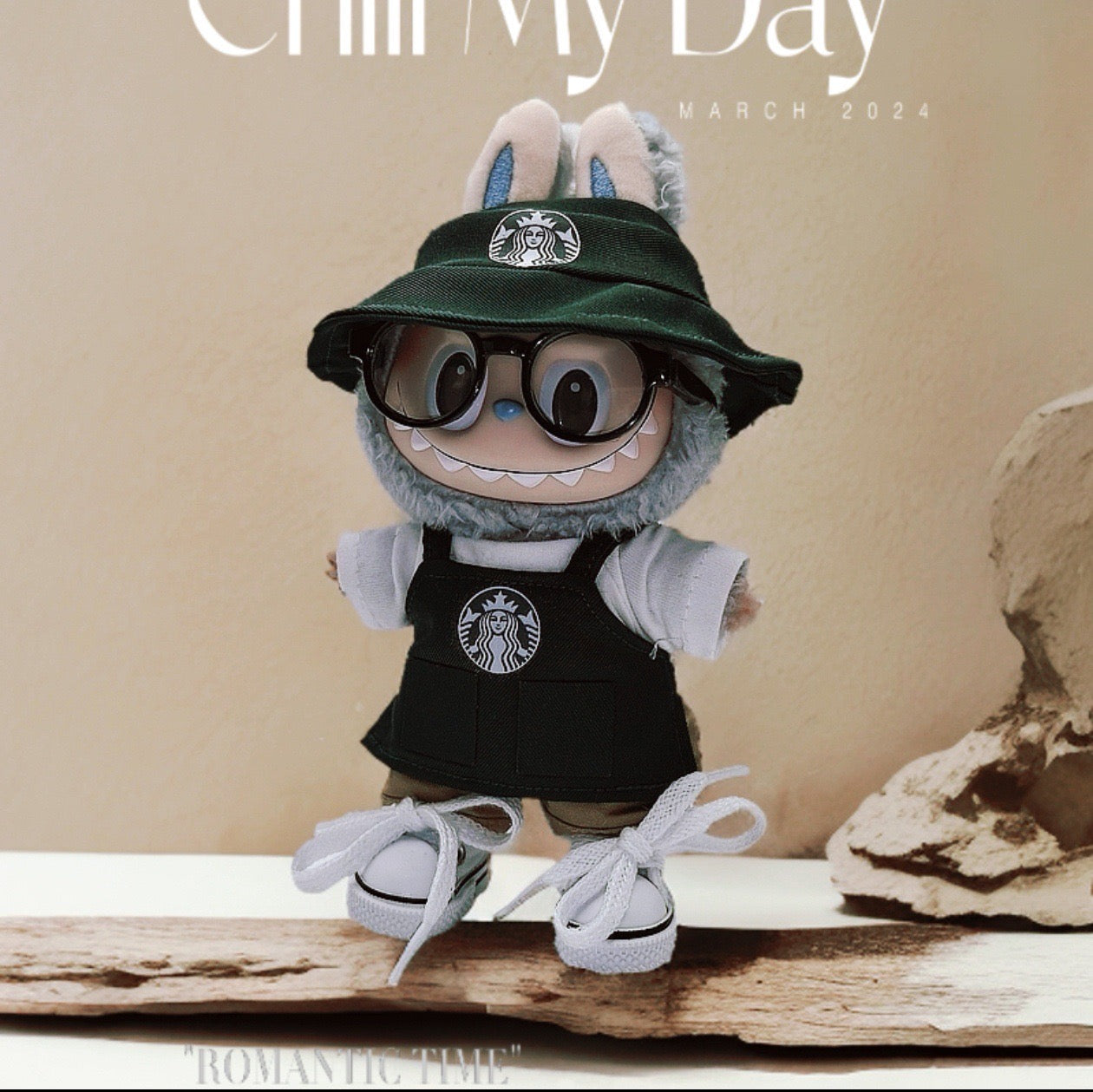 Labubu Barista Outfit Green| Starbucks Inspired | Bucket Hat, Apron, T-shirt,pants, glasses, Coffee | Perfect Gift|Labubu Barista Outfit Green| Starbucks Inspired | Bucket Hat, Apron, T-shirt,pants, glasses, Coffee | Perfect Gift| Kids and Teenager Gift
