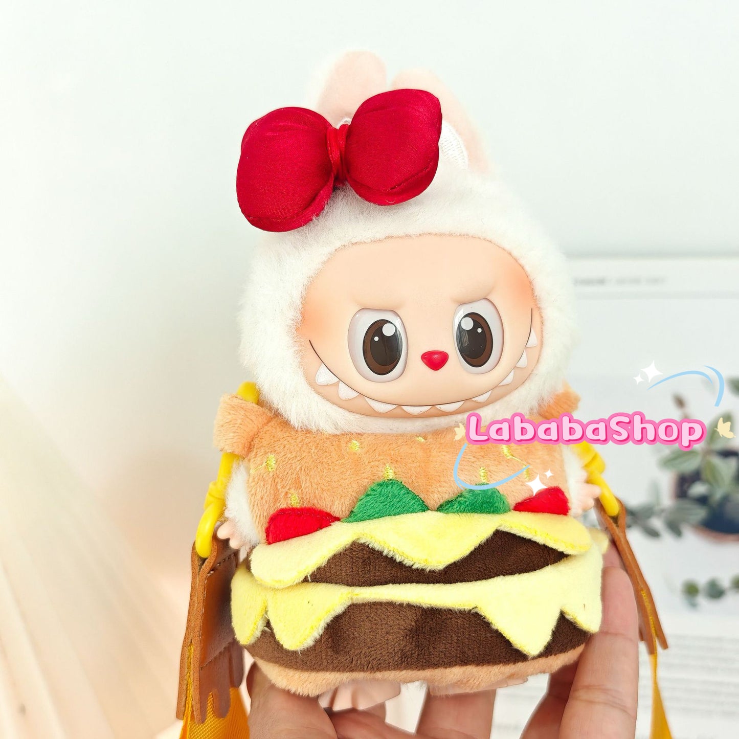 🍔 Labubu Hamburger Outfit | Plush Costume with Crossbody Strap | Perfect Birthday Gift | Kids & Teen Gift | Emotional Support Plush Accessory