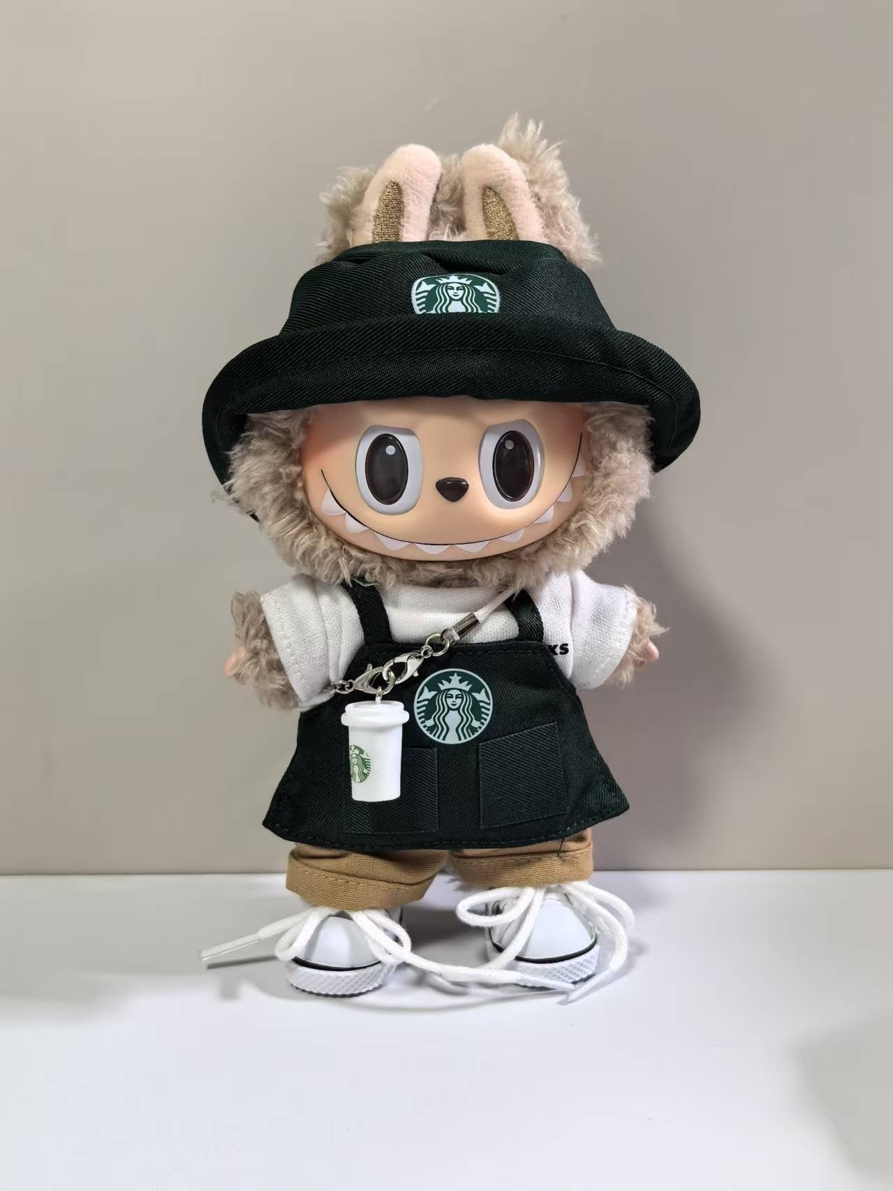 Labubu Barista Outfit Green| Starbucks Inspired | Bucket Hat, Apron, T-shirt,pants, glasses, Coffee | Perfect Gift|Labubu Barista Outfit Green| Starbucks Inspired | Bucket Hat, Apron, T-shirt,pants, glasses, Coffee | Perfect Gift| Kids and Teenager Gift