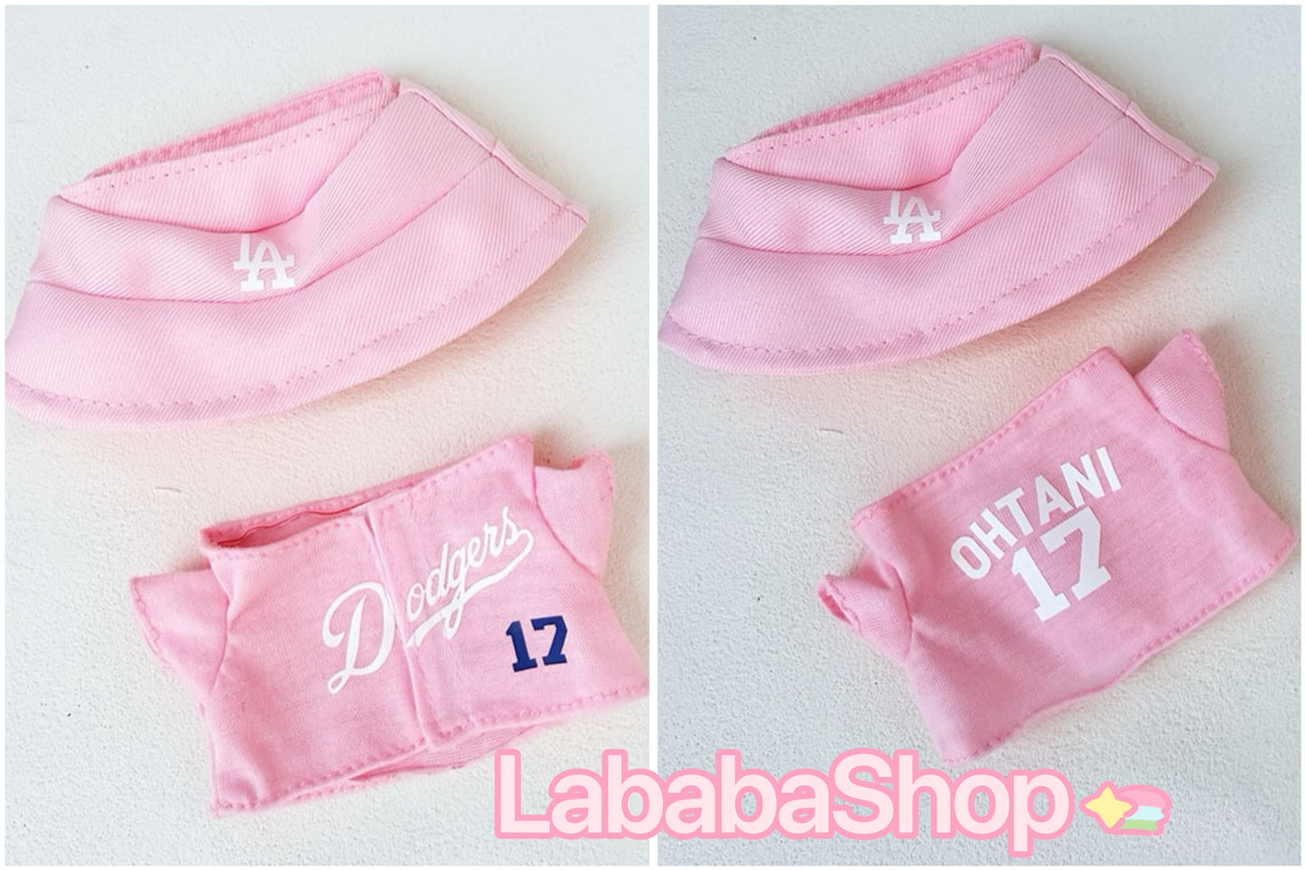 Labubu Bucket Hat + Dodgers Jersey Set| LA Baseball Outfit | #17 Ohtani Jersey|Pink, Blue White| Perfect Gift| Kids and Teenager Gift