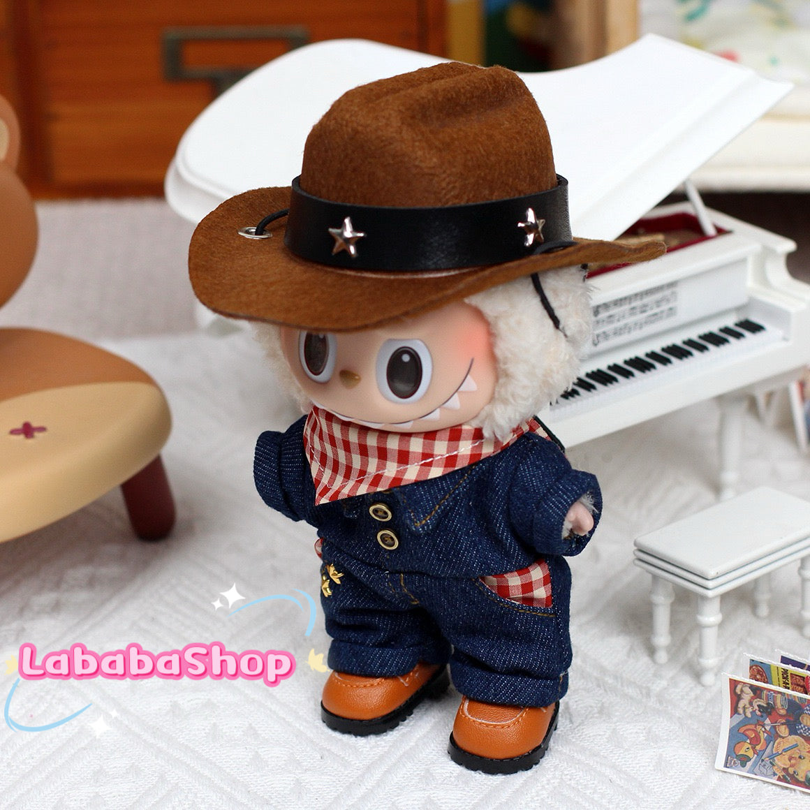 Labubu Cowboy Outfit Outfit | Hat, Clothes, Shoes | Birthday Gift| Perfect Gift| Kids and Teenager Gift