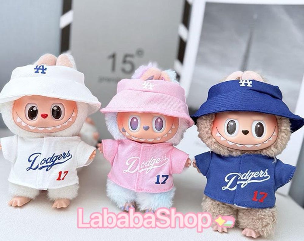 Labubu Bucket Hat + Dodgers Jersey Set| LA Baseball Outfit | #17 Ohtani Jersey|Pink, Blue White| Perfect Gift| Kids and Teenager Gift