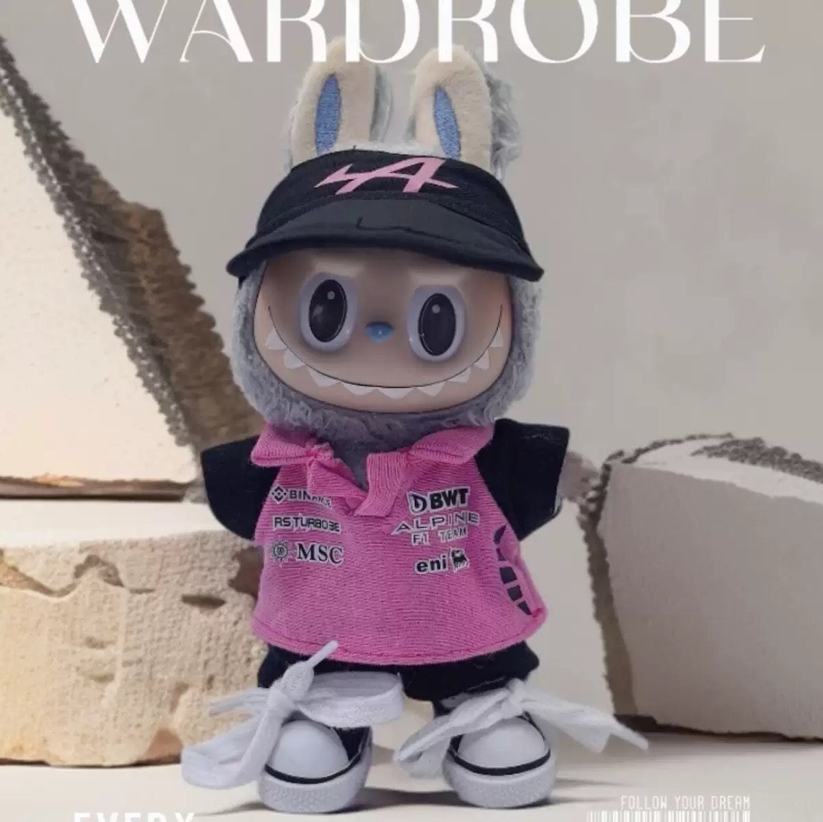Labubu Formular 1 Car Racer Outfit with Cap| F1 Racer Inspired Outfit |  Birthday Gift| Perfect Gift | Kids and Teenager Gift