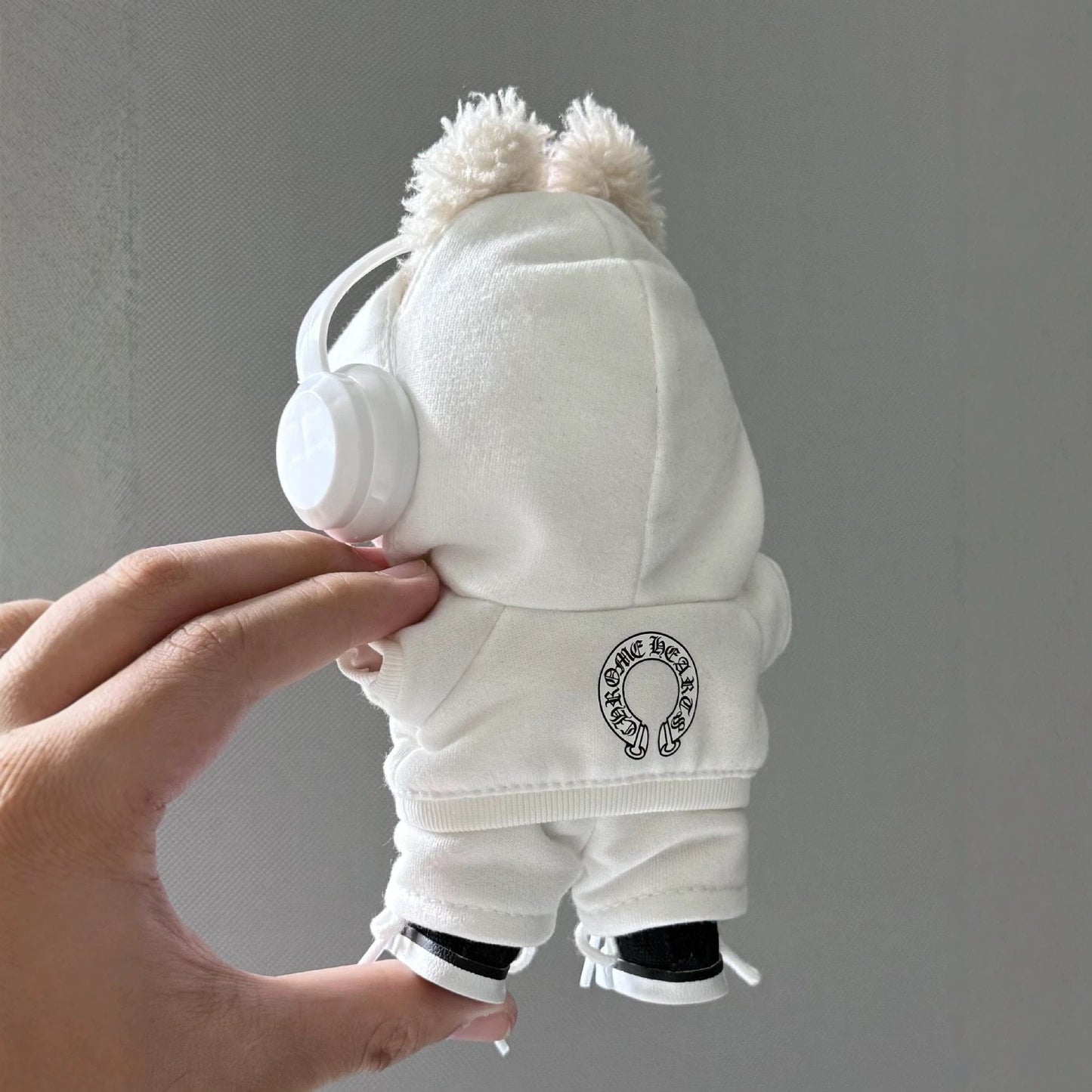 Labubu Chrome Hearts White Outfit | Hoodie,pants,necklace,sneakers,glasses,headphone|Perfect Gift | | Emotional Support Plush Accessory