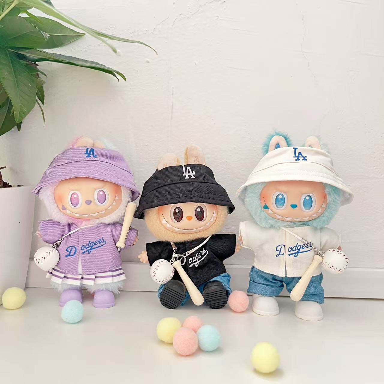 Labubu Bucket Hat + Dodgers Jersey Set| LA Baseball Outfit | #17 Ohtani Jersey|Pink, Blue White| Perfect Gift| Kids and Teenager Gift