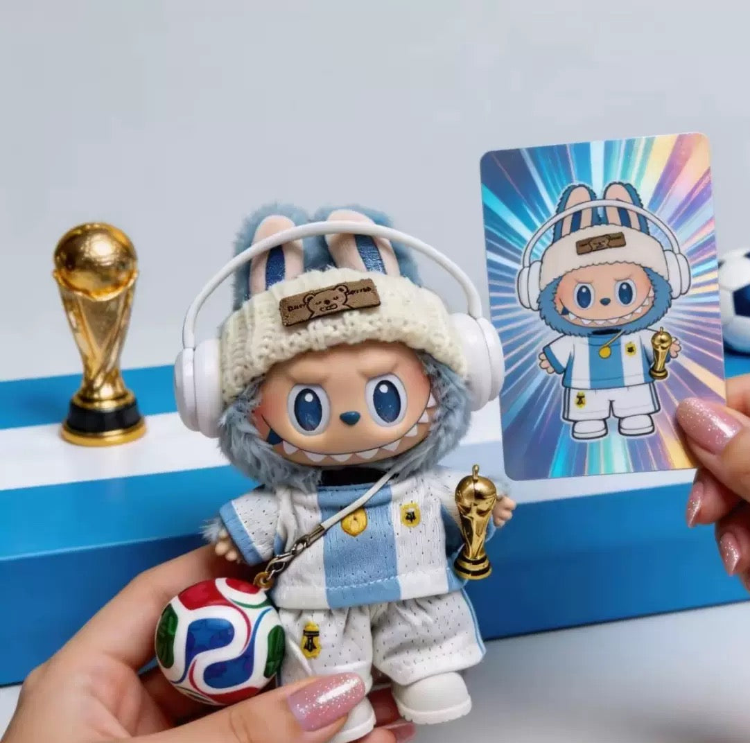 Labubu FIFA World Cup Argentina Soccer Jersey Set with Soccer and World Cup| Birthday Gift| Kids and Teenager Gift