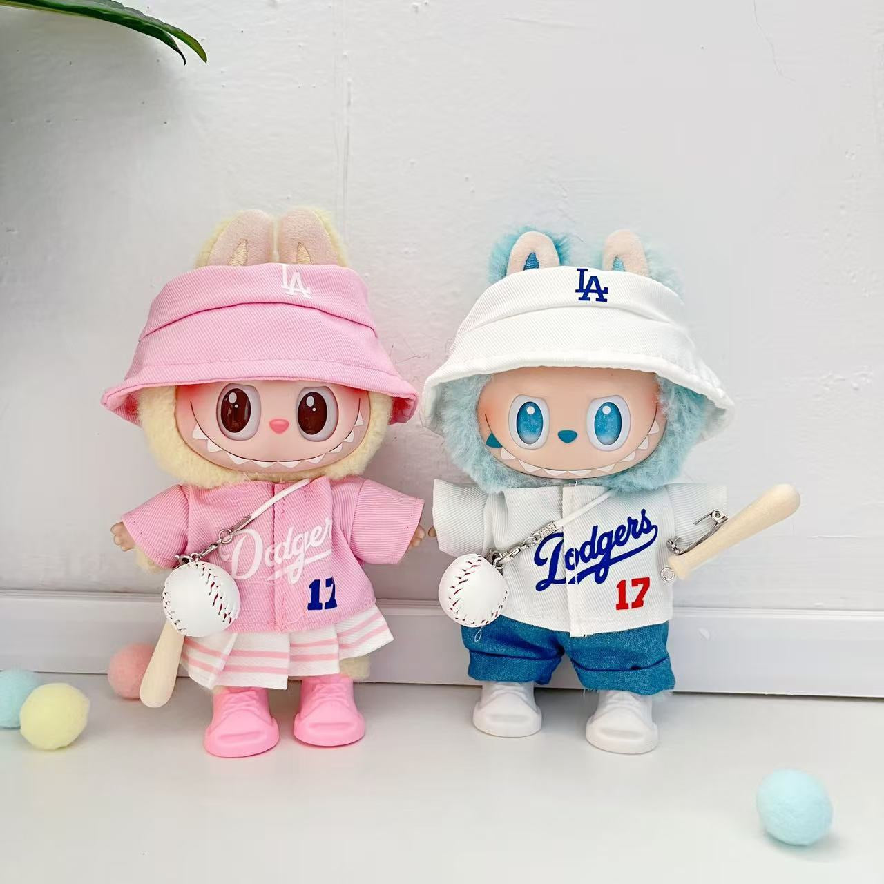 Labubu Bucket Hat + Dodgers Jersey Set| LA Baseball Outfit | #17 Ohtani Jersey|Pink, Blue White| Perfect Gift| Kids and Teenager Gift
