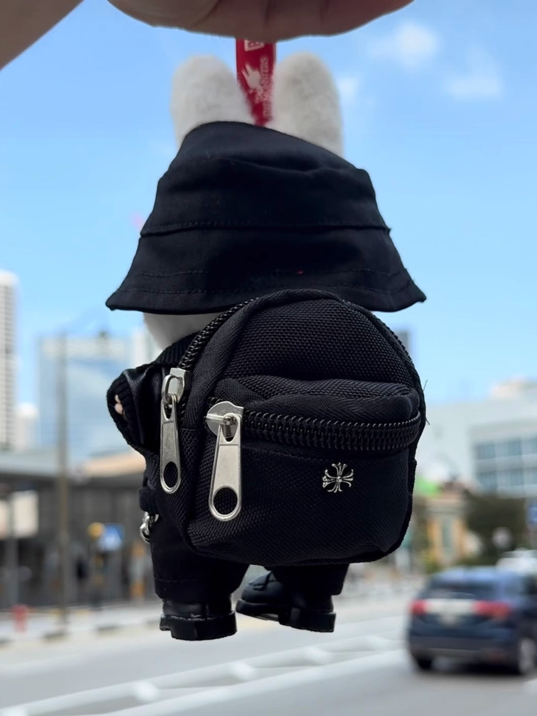 Labubu Chrome Hearts|Leather Jacket,pants,necklace,sneakers,glasses,bucket hat, backpack|Perfect Gift | | Emotional Support Plush Accessory