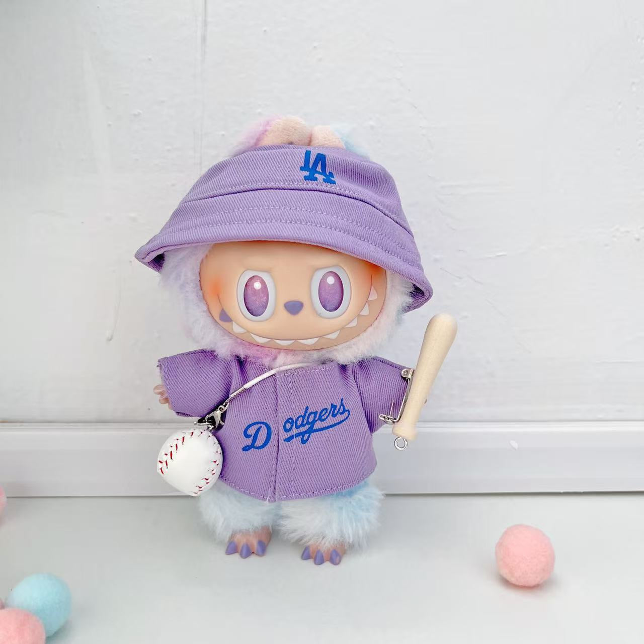 Labubu Bucket Hat + Dodgers Jersey Set| LA Baseball Outfit | #17 Ohtani Jersey|Pink, Blue White| Perfect Gift| Kids and Teenager Gift