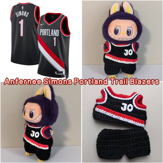 Portland Trail Blazers Labubu Jersey|handmade crochet Outfit |Labubu Basketball| Perfect Gift | Emotional Support