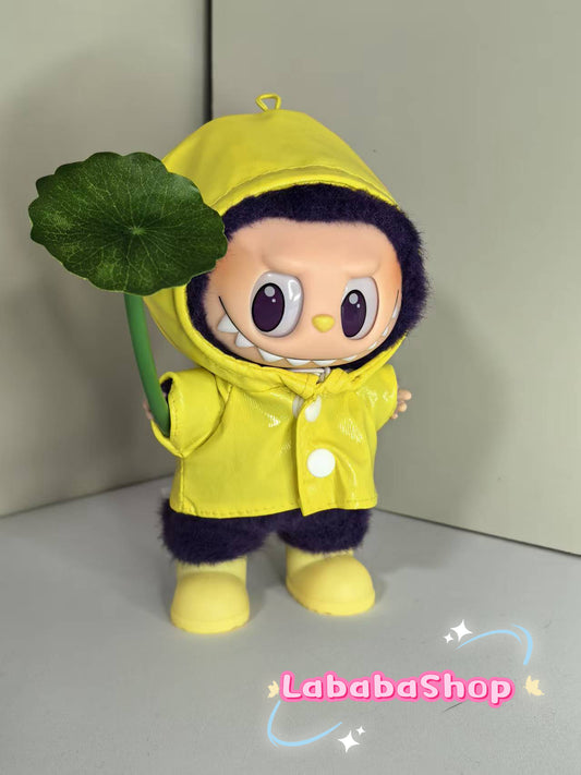 Labubu Yellow Raincoat Rainboots Outfit with Leaf |  Birthday Gift| Perfect Gift