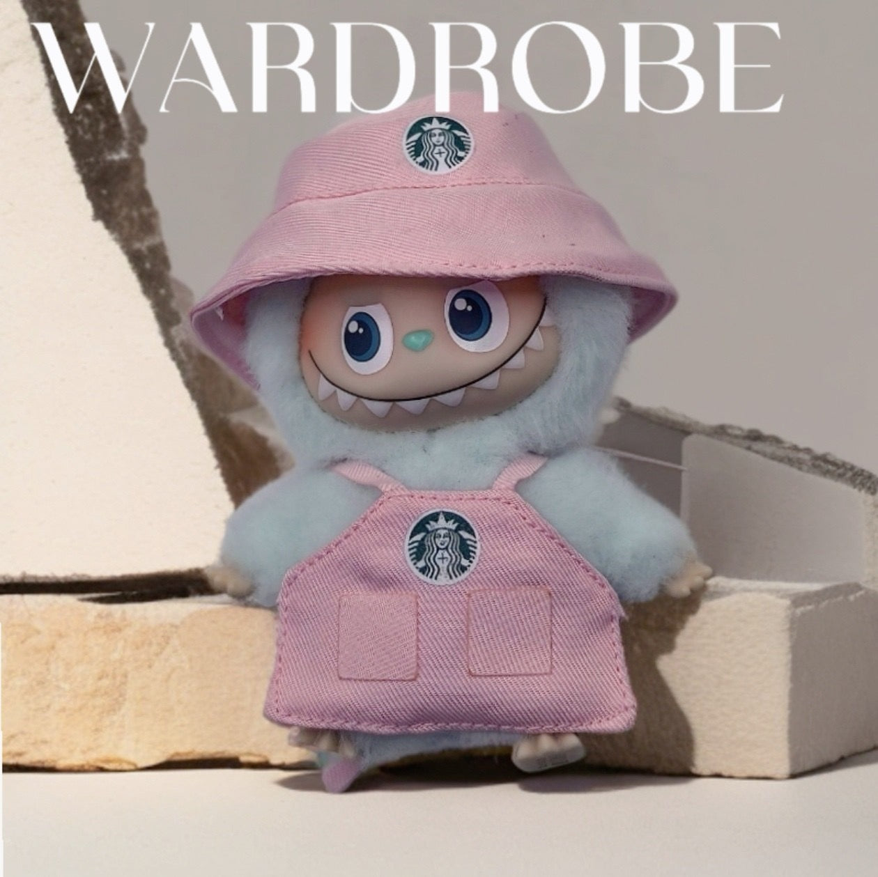 Mini Labubu Barista Outfit Green Pink| Starbucks Inspired | Bucket Hat, Apron, T-shirt| Perfect Gift|Labubu Love for Pin|Starbucks Inspired |Perfect Gift|Kids and Teenager Gift