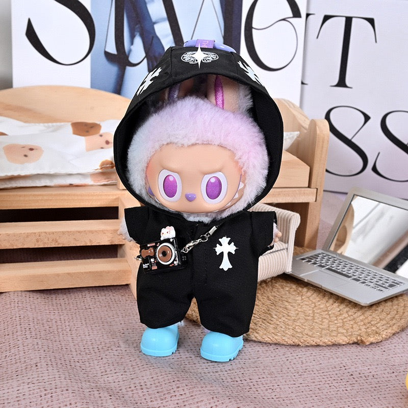 Labubu Chrome Hearts Jacket|Perfect Birthday Gift | Black and Pink | Emotional Support Plush Accessory