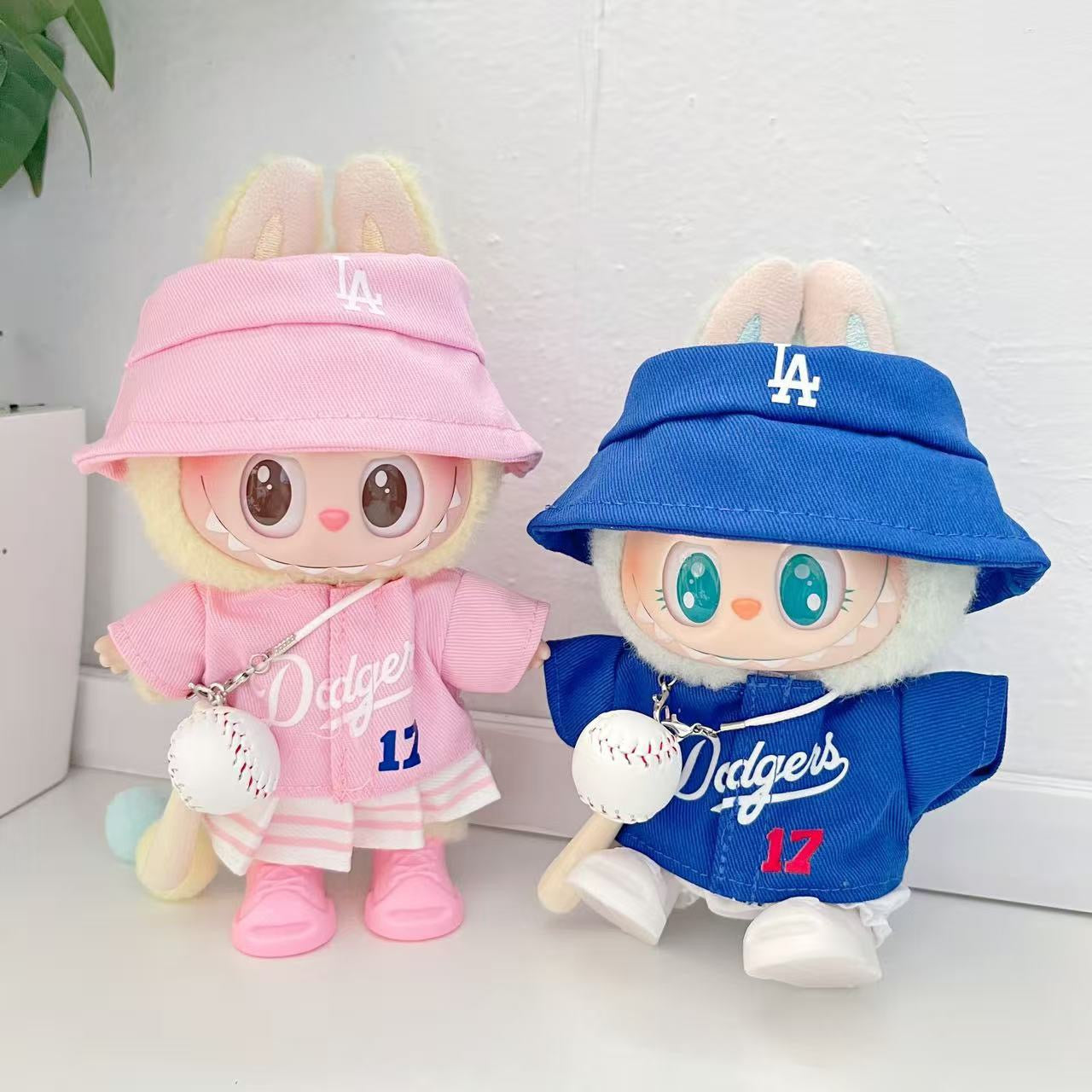 Labubu Bucket Hat + Dodgers Jersey Set| LA Baseball Outfit | #17 Ohtani Jersey|Pink, Blue White| Perfect Gift| Kids and Teenager Gift