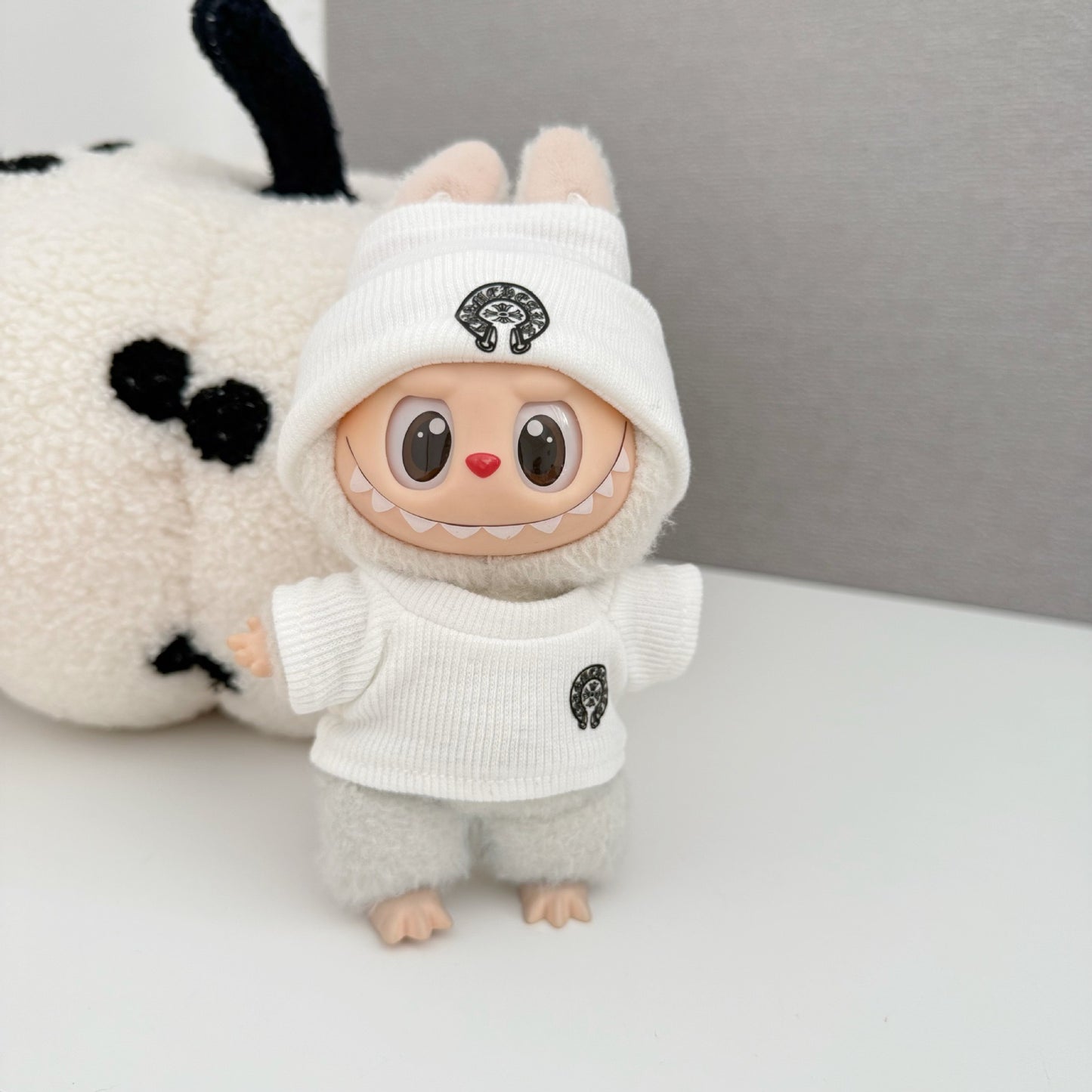 Labubu Chrome Hearts Outfit|Beanie,Sweater,pants,necklace,sneakers|Perfect Gift | Emotional Support Plush Accessory