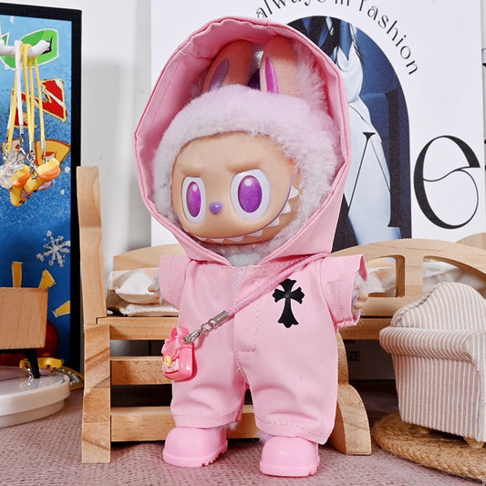 Labubu Chrome Hearts Jacket|Perfect Birthday Gift | Black and Pink | Emotional Support Plush Accessory