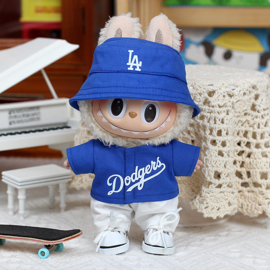 Labubu Dodgers Jersey and Hat Set| LA Baseball Outfit |Perfect Gift| Kids and Teenager Gift
