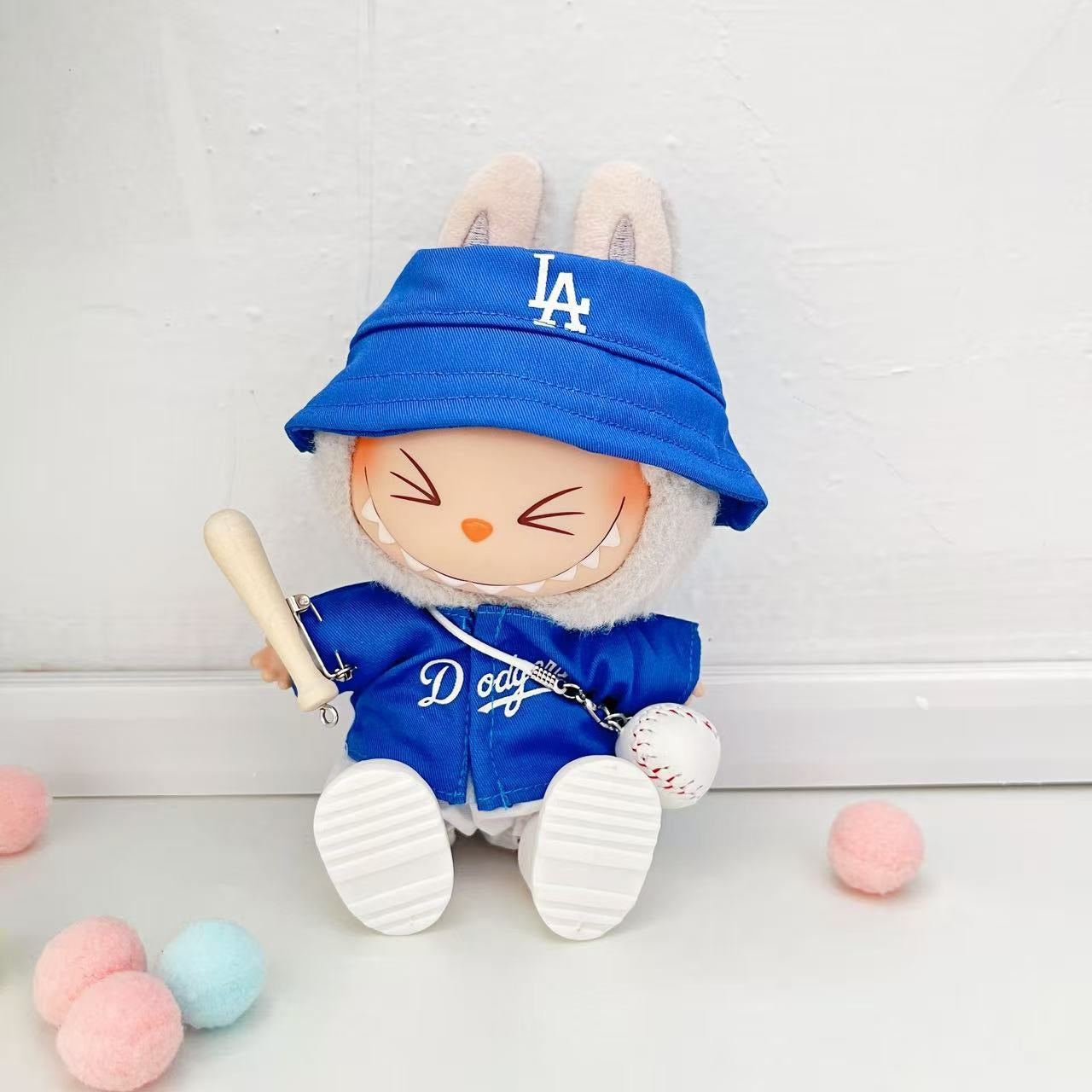 Labubu Bucket Hat + Dodgers Jersey Set| LA Baseball Outfit | #17 Ohtani Jersey|Pink, Blue White| Perfect Gift| Kids and Teenager Gift