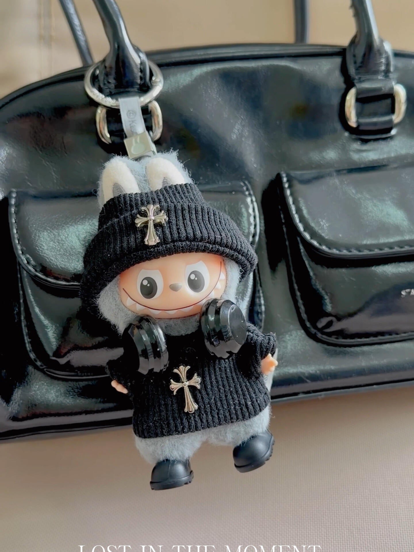 Mini Labubu Chrome Hearts Outfit|Beanie,Sweater,headphone,sneakers|Perfect Gift | Emotional Support Plush Accessory