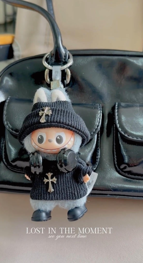 Mini Labubu Chrome Hearts Outfit|Beanie,Sweater,headphone,sneakers|Perfect Gift | Emotional Support Plush Accessory