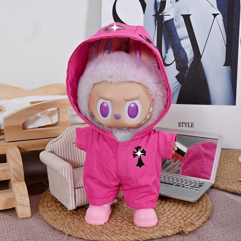 Labubu Chrome Hearts Jacket|Perfect Birthday Gift | Black and Pink | Emotional Support Plush Accessory