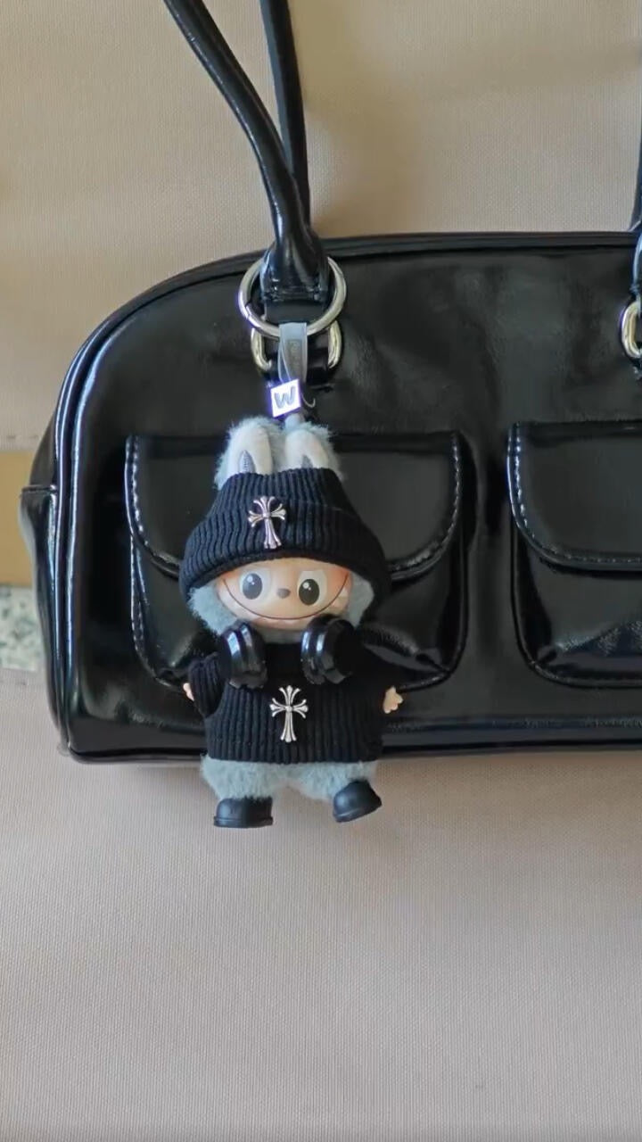 Mini Labubu Chrome Hearts Outfit|Beanie,Sweater,headphone,sneakers|Perfect Gift | Emotional Support Plush Accessory