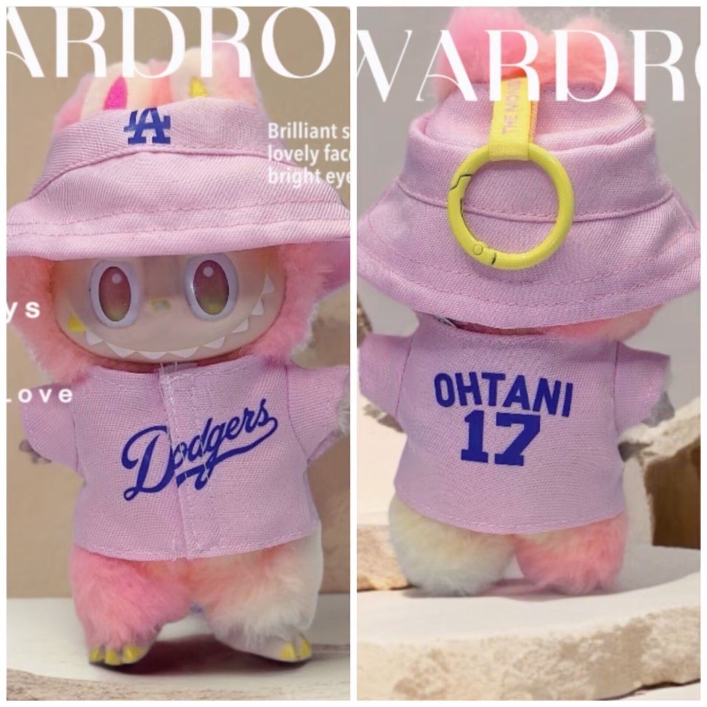 Labubu Dodgers Jersey and Hat Set| Ohtani #17, Freeman#5 LA Baseball Outfit |Perfect Gift| Kids and Teenager Gift