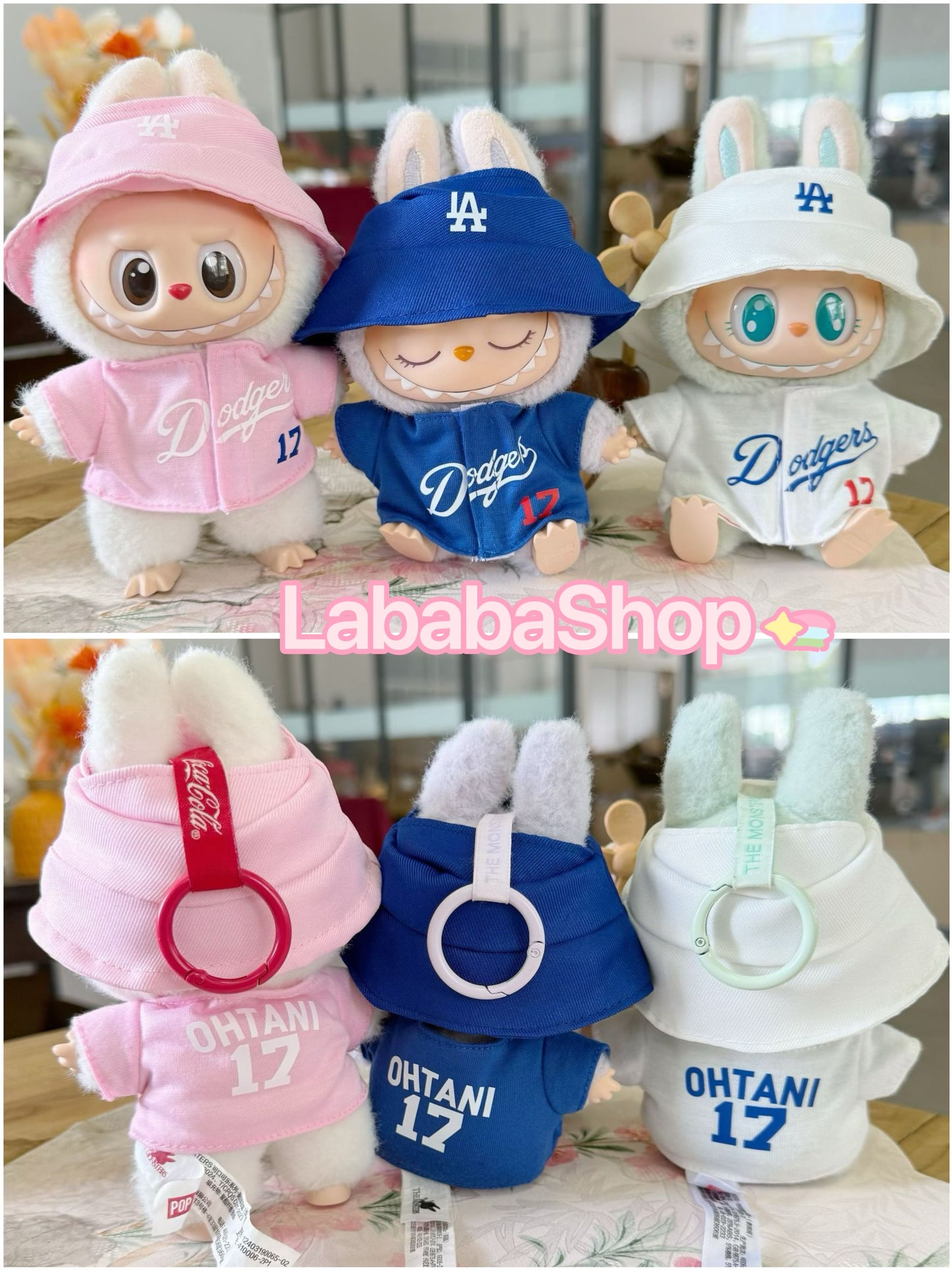 Labubu Bucket Hat + Dodgers Jersey Set| LA Baseball Outfit | #17 Ohtani Jersey|Pink, Blue White| Perfect Gift| Kids and Teenager Gift
