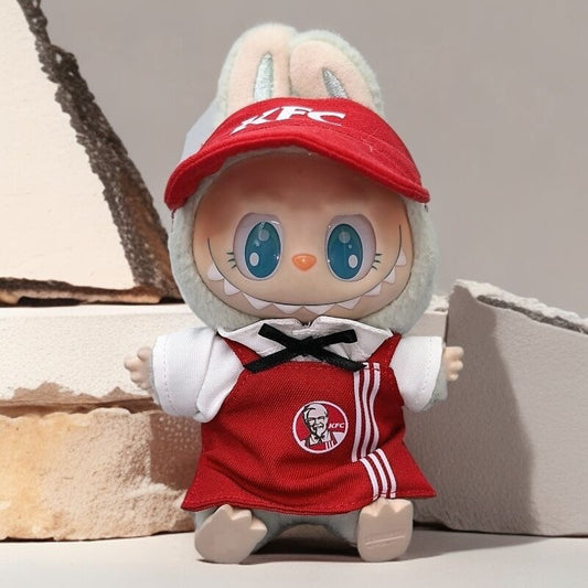 Labubu KFC Staff Outfit | Perfect Gift | Apron & Hat, Shirt, Sneakers, Glasses, Pants