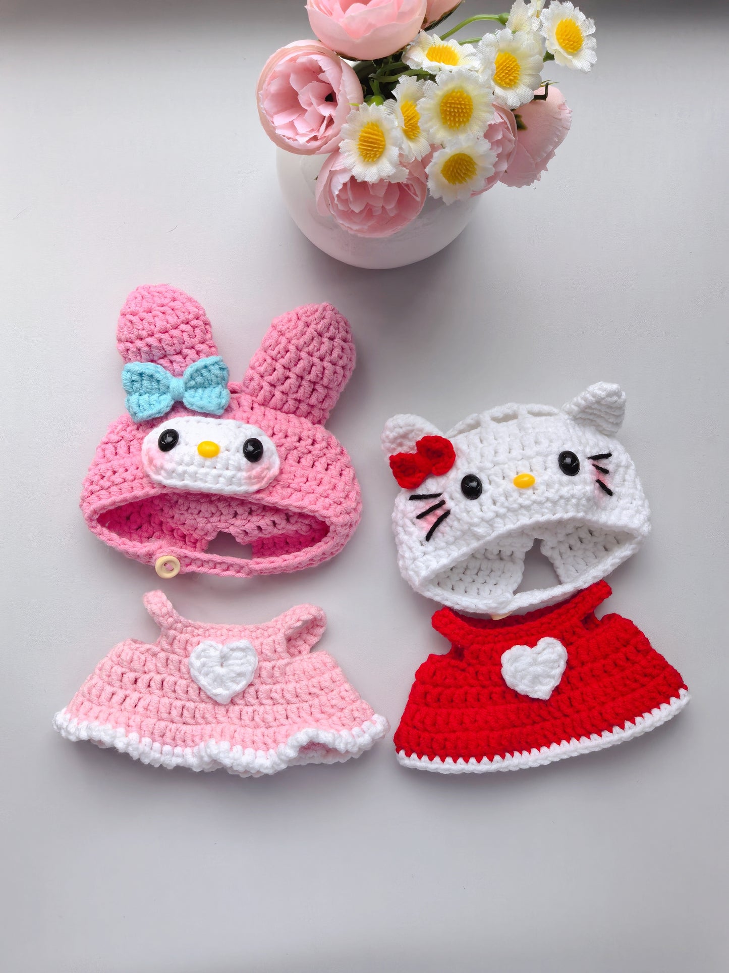 Hello Kitty and Melody Labubu Outfit|handmade crochet Outfit |Perfect Gift | Kids and Teenager Gift| Emotional Support