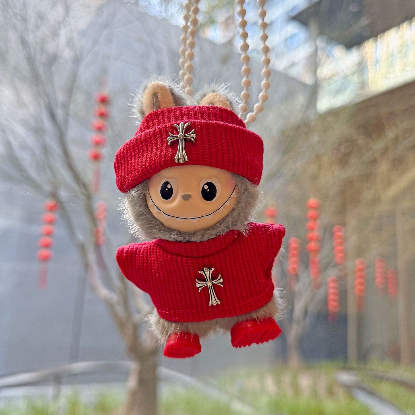 Mini Labubu Chrome Hearts Outfit|Beanie,Sweater,headphone,sneakers|Perfect Gift | Emotional Support Plush Accessory