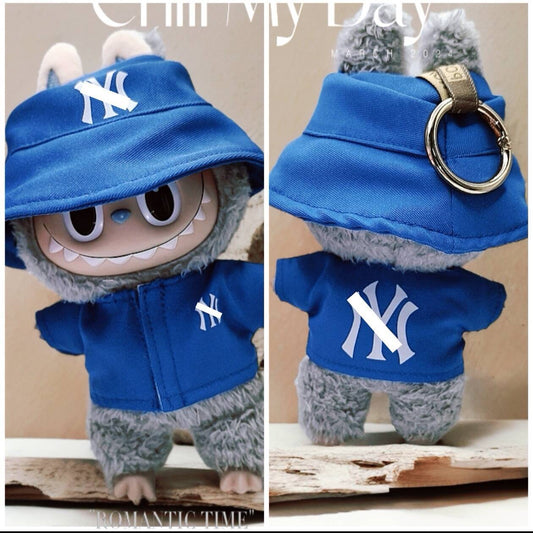 Labubu New York Yankees Jersey and Hat Set|Blue and White Baseball Outfit |Perfect Gift| Kids and Teenager Gift
