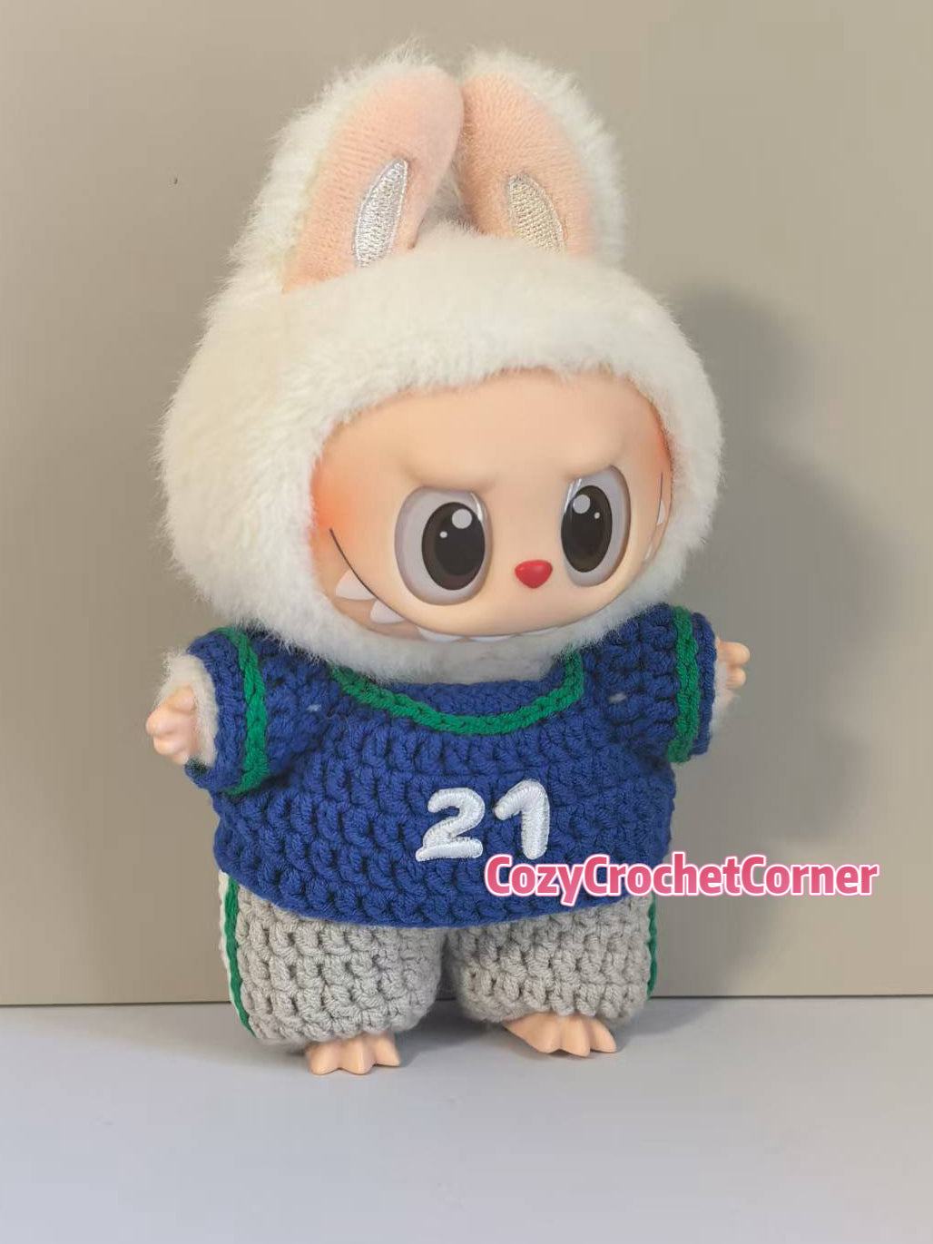 Seattle Seahawk Labubu Jersey | Handmade Crochet Outfit | Labubu Football | Perfect Gift | Emotional Support Plush Accessory