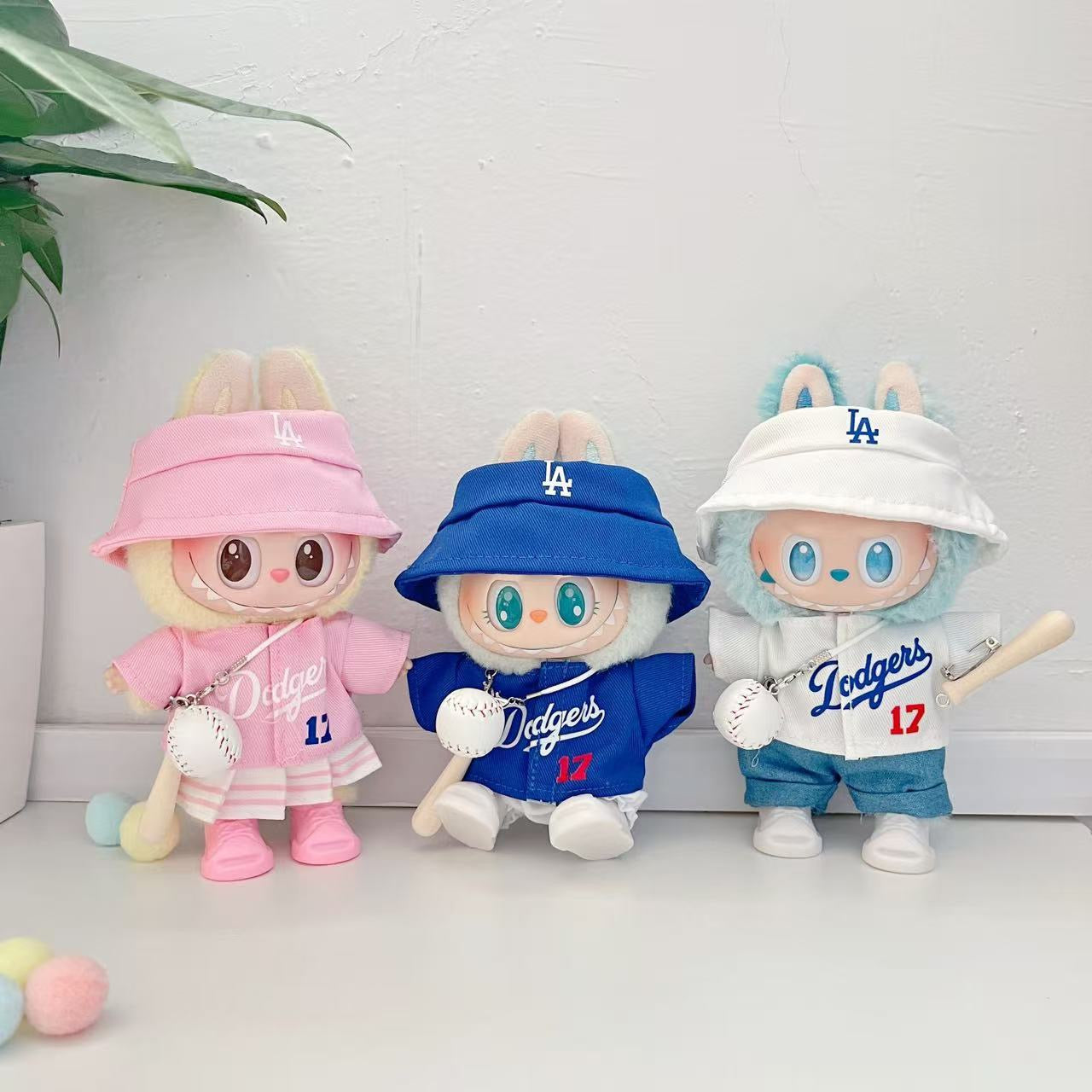 Labubu Bucket Hat + Dodgers Jersey Set| LA Baseball Outfit | #17 Ohtani Jersey|Pink, Blue White| Perfect Gift| Kids and Teenager Gift