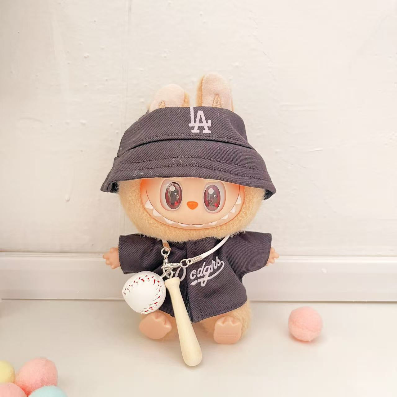 Labubu Bucket Hat + Dodgers Jersey Set| LA Baseball Outfit | #17 Ohtani Jersey|Pink, Blue White| Perfect Gift| Kids and Teenager Gift