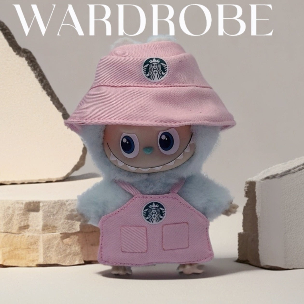 Mini Labubu Barista Outfit Green Pink| Starbucks Inspired | Bucket Hat, Apron, T-shirt| Perfect Gift|Labubu Love for Pin|Starbucks Inspired |Perfect Gift|Kids and Teenager Gift