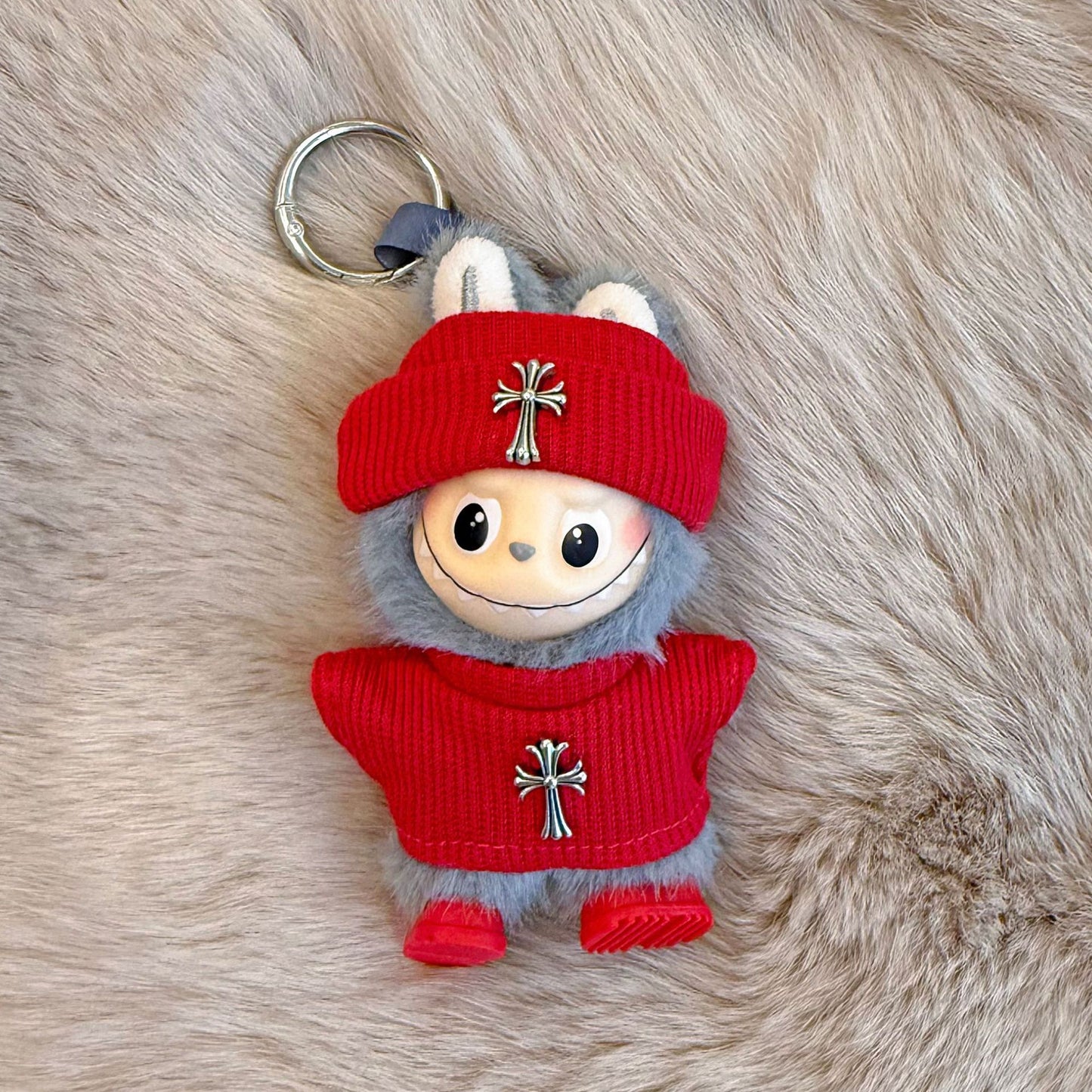 Mini Labubu Chrome Hearts Outfit|Beanie,Sweater,headphone,sneakers|Perfect Gift | Emotional Support Plush Accessory