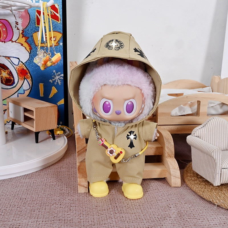 Labubu Chrome Hearts Jacket|Perfect Birthday Gift | Black and Pink | Emotional Support Plush Accessory