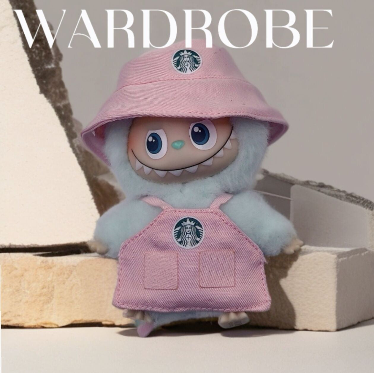 Mini Labubu Barista Outfit Green Pink| Starbucks Inspired | Bucket Hat, Apron, T-shirt| Perfect Gift|Labubu Love for Pin|Starbucks Inspired |Perfect Gift|Kids and Teenager Gift